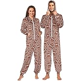 Ollabaky Adult Pajamas for Men & Women Long Sleeve One-Piece Costume Sleepwear Jumpsuit