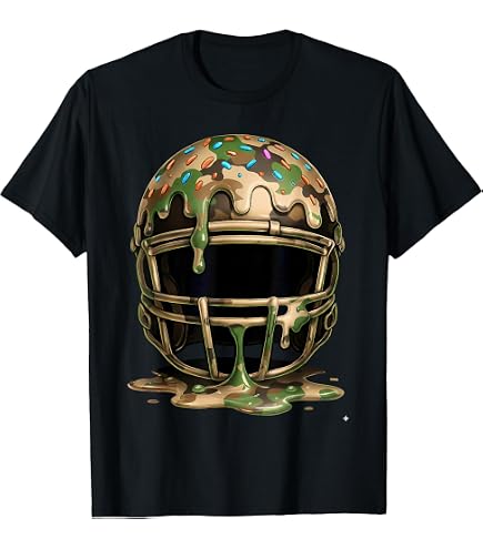 Ice Cream Drip Men Women Game American Football Helmet Drip T-Shirt : Clothing, Shoes & Jewelry
