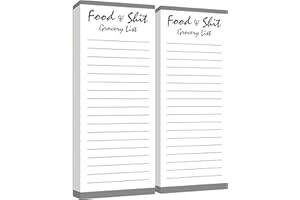 2 Packs Grocery List, 200 Sheets Magnetic Notepad Food & Shit Funny Shopping List Magnet Tear Off Memo Note To Do List Planne