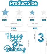 mciskin Happy 1st Birthday Candles Set Blue 1 Numeral & Star Toppers 12pc view 2