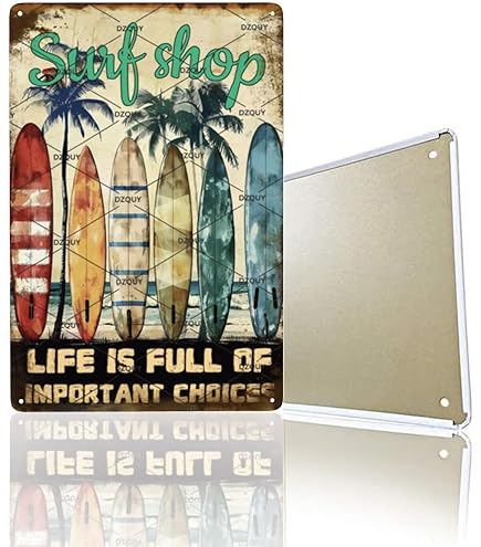 Surf Boards Tin Sign - Vintage Surf Wear Rental Metal Sign 12x8 Inch Wall Decor