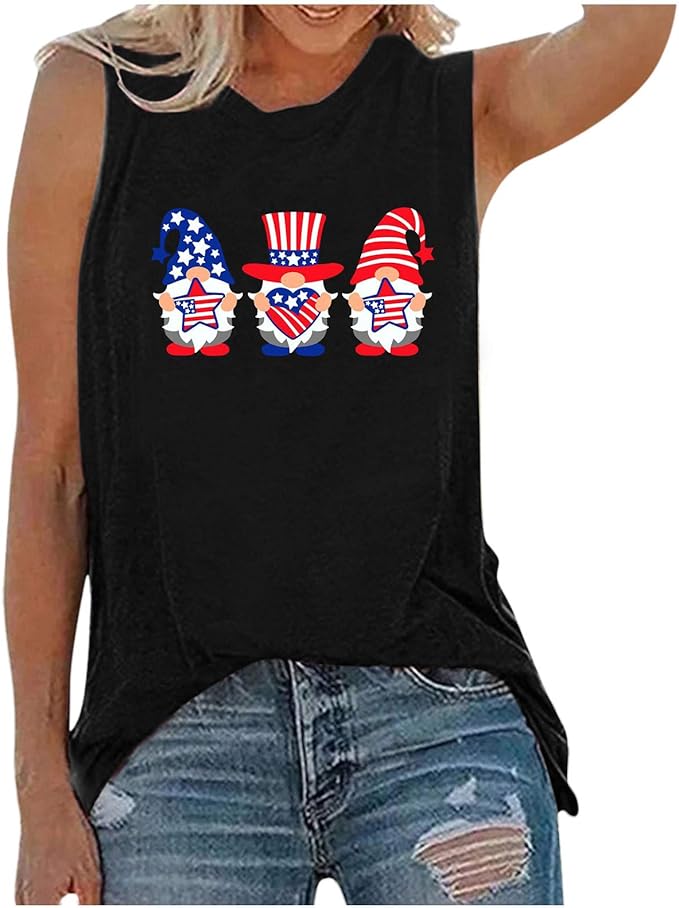 Amazon.com: Women's Independence Day Tops 4th of July American Flag Print Tank Tops Summer Loose 