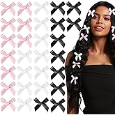 Teenitor 30pcs Hair Bow Pink Bow, Pink Black White Bows for Hair Small Hair Bows, Hair Bow Clips Cute Black White Bow Hair Accessories for Girls