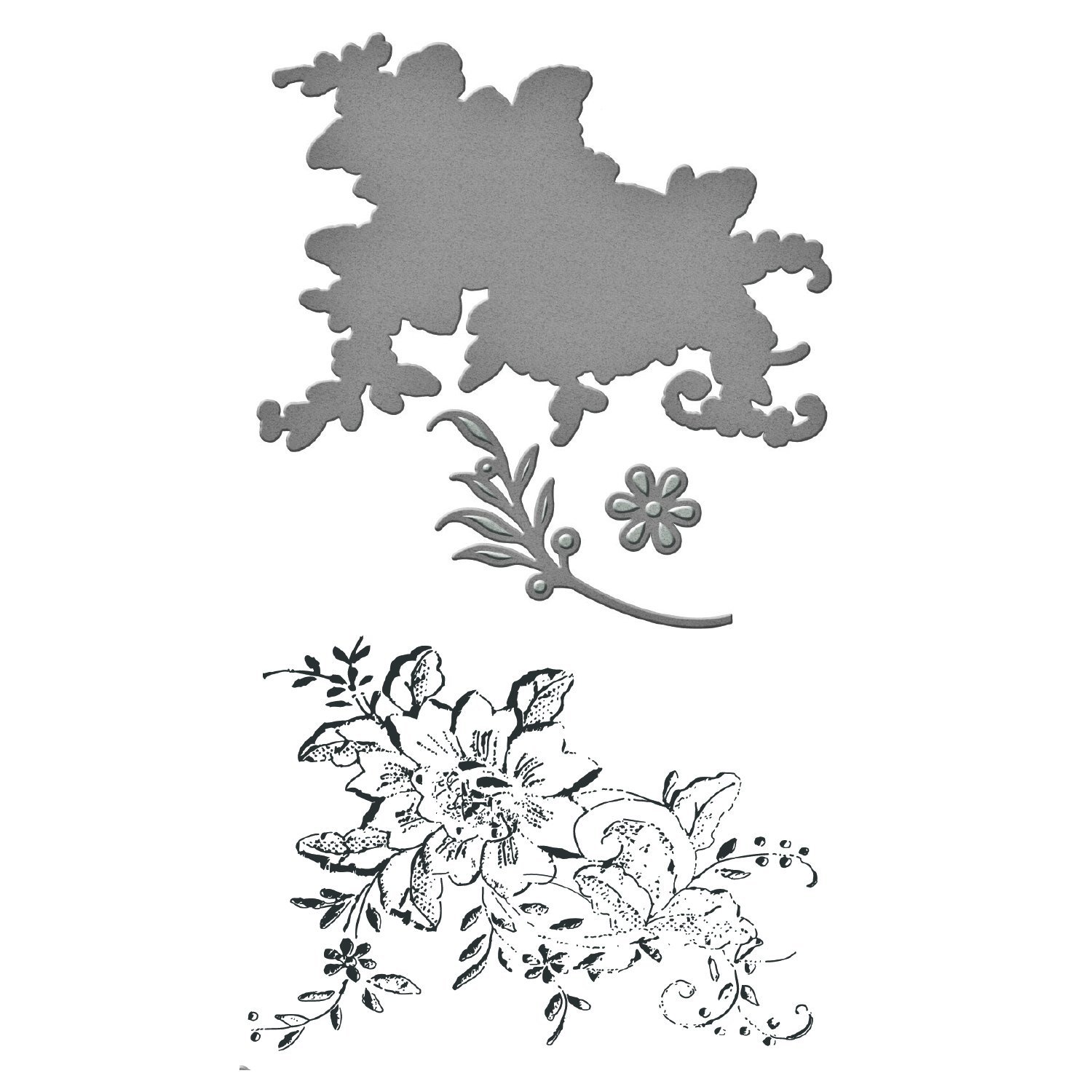 Spellbinders Stamp and Die Set Embroidered Flowers