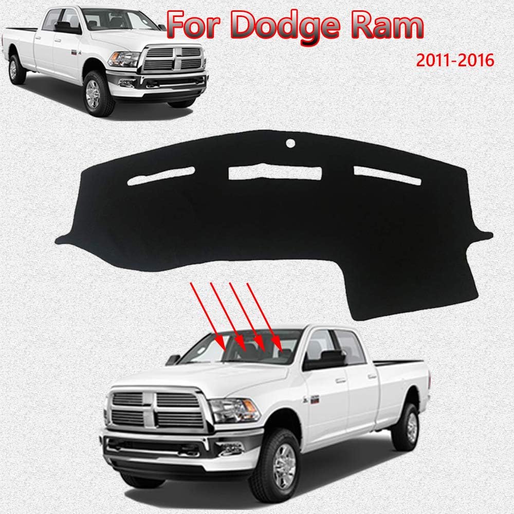 Great-luck Dashboard Cover Mat Custom Fit Dashboard Protector, Dash Cover Easy Installation, Reduces Glare, Eliminates Cracking,for Dodge RAM 1500 2500 3500(2011-2016)