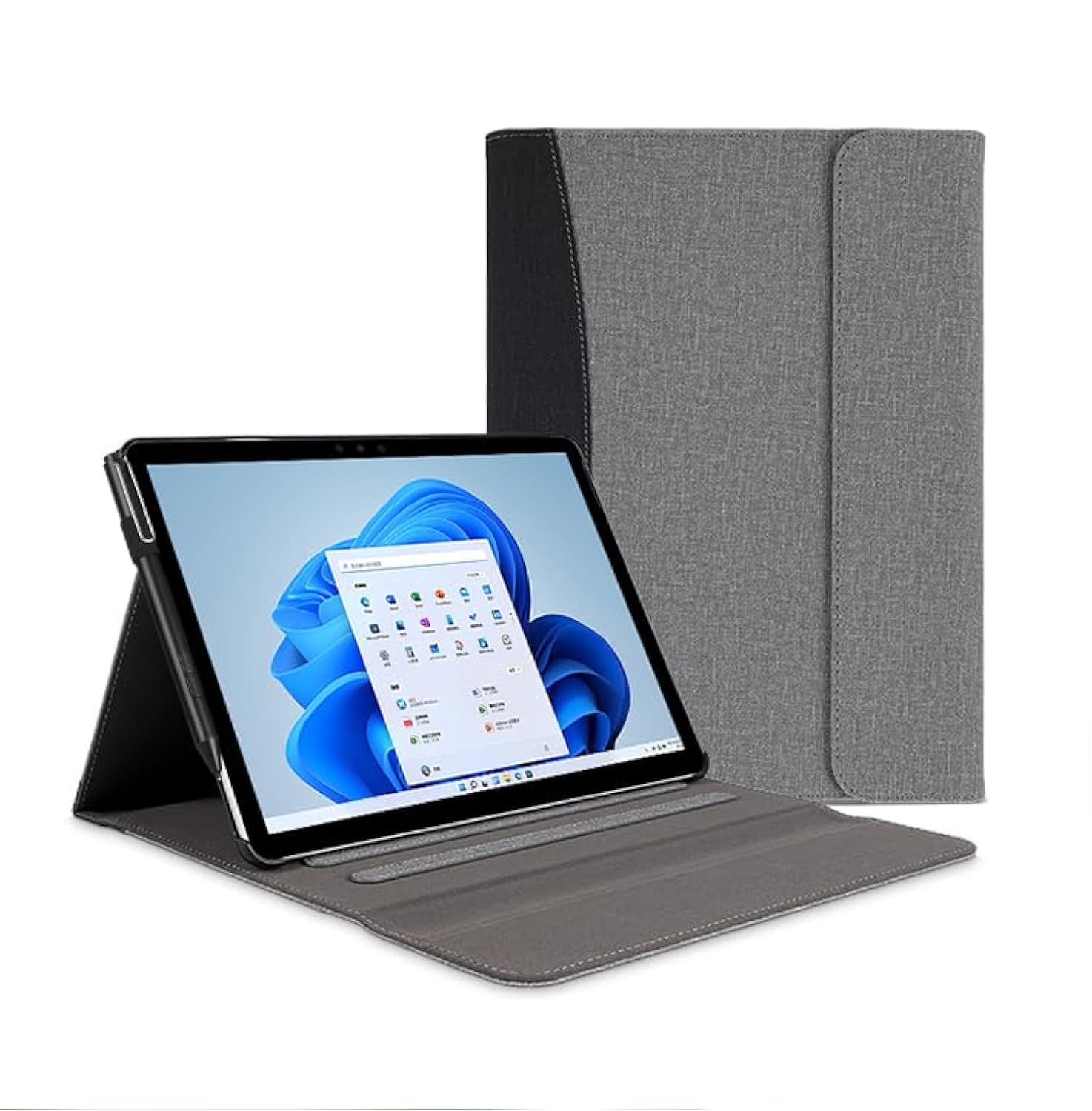 PboyiqiS Tablet Case For Microsoft Surface GO 4/GO 3/GO 2/GO1 10.5 Inch - Multiple Angle Viewing Cover with Pocket & Stylus Holder (Grey)