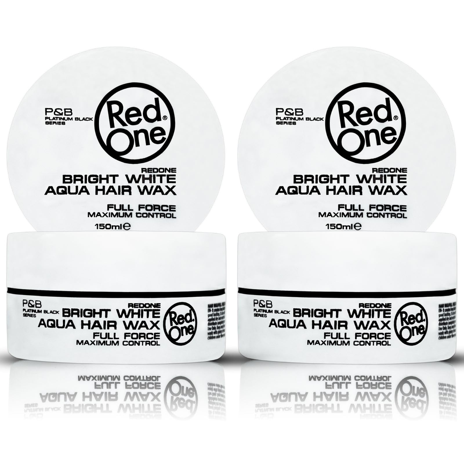 RedOne Bright White Hair Styling Wax 2x150 ml | Ultra Strong Hold Gel Wax | Barber Quality Hair Wax for Men & Women | Long Lasting Control | Peach Scent | Maximum Shine & Style – Pack of 2