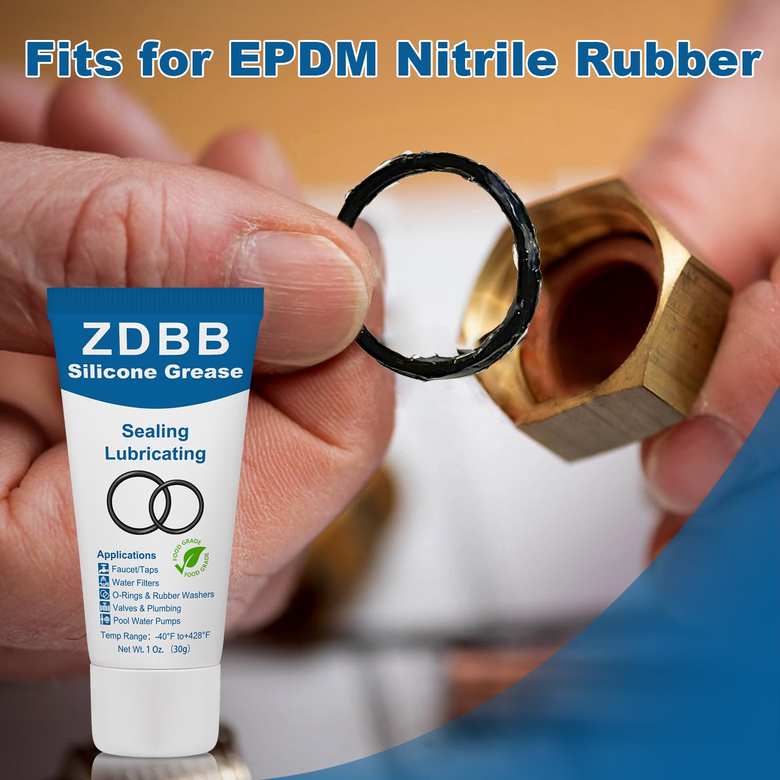 ZDBB Silikonfett für O-Ringe Gummidichtung Kunststoff klar wasserdicht Lebensmittelqualität Klempner Fett Schmiermittel für Ventil Dichtmittel Wasserhahn O-Ringe, 1 oz 1-Pack 2