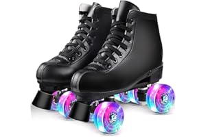PERZCARE Roller Skates for Women,Double Row 4 Wheels Shiny Quad Men Skates,PU Leather High-top Roller Skates for Girls/Boys/Ladies/Unisex Indoor/Outdoor