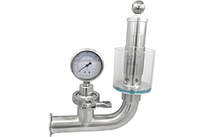 Geife 1.5" Tri Clamp Spunding Valve with TC Diaphragm Pressure Gauge, SS304 Stainless Steel, 0.2-2.2 bar/psi Adjustable Pressure Release