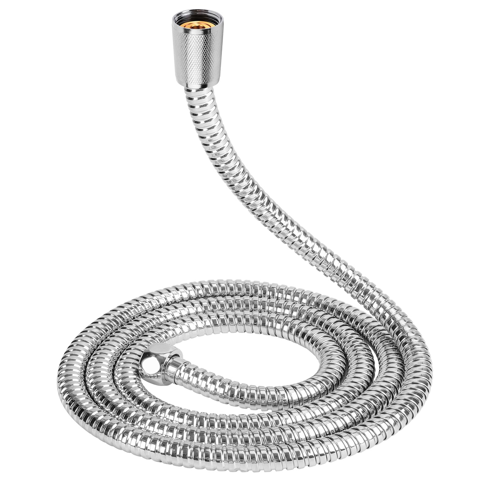 YEAUPE H-38035-1600N 10mm(Inner) Large Bore 1.6m(63"),Universal Shower Pipe Anti-Kink Standard G1/2 All Copper Connectors, Chrome, Premium Replacement Stainless Steel Hose