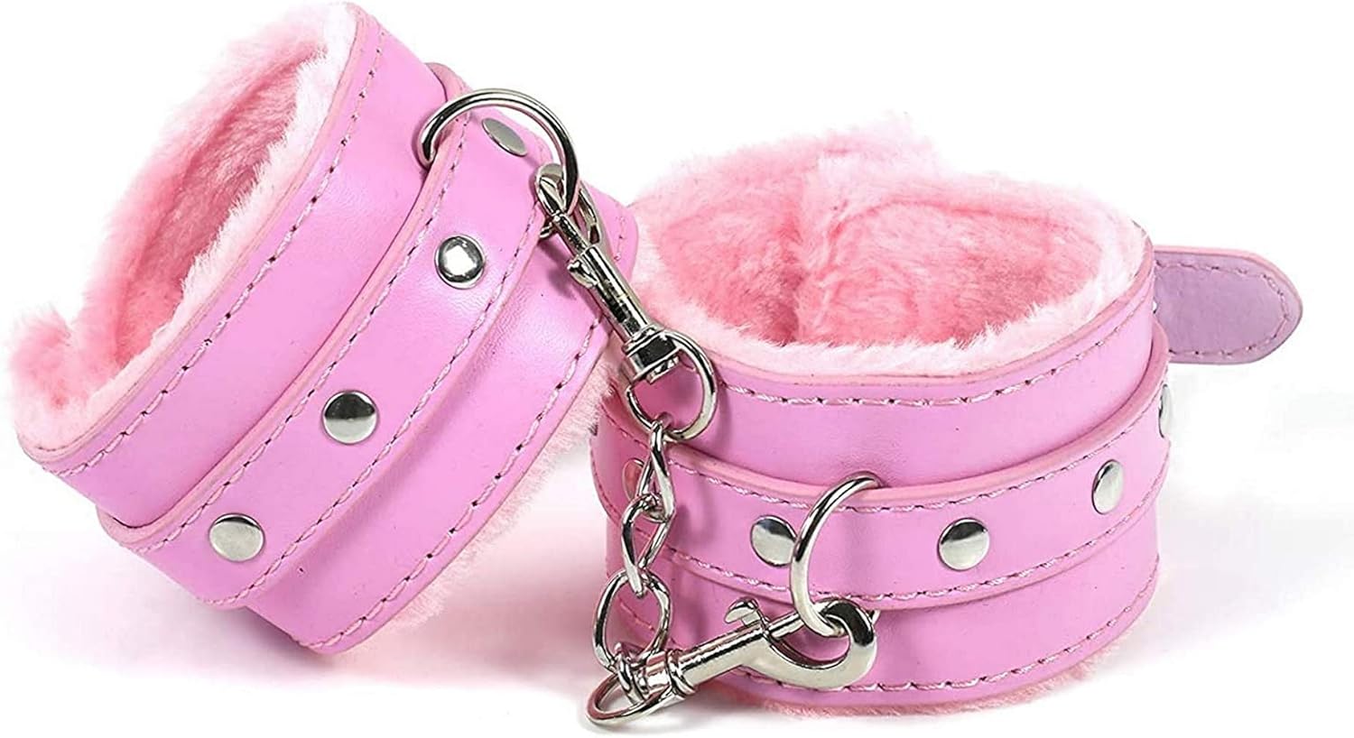 Petersocks Plush Lining Wrist Cuffs Pink Soft Leather Handcuffs Leg