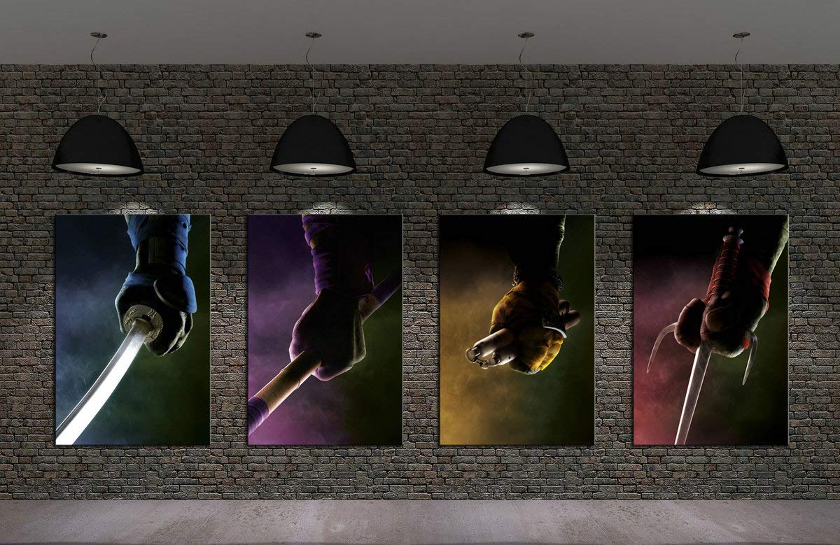 HD Print Oil Painting Home Decor Wall Art on Canvas Teenage Mutant Ninja Turtles Weapons 4PCS (Unframed)