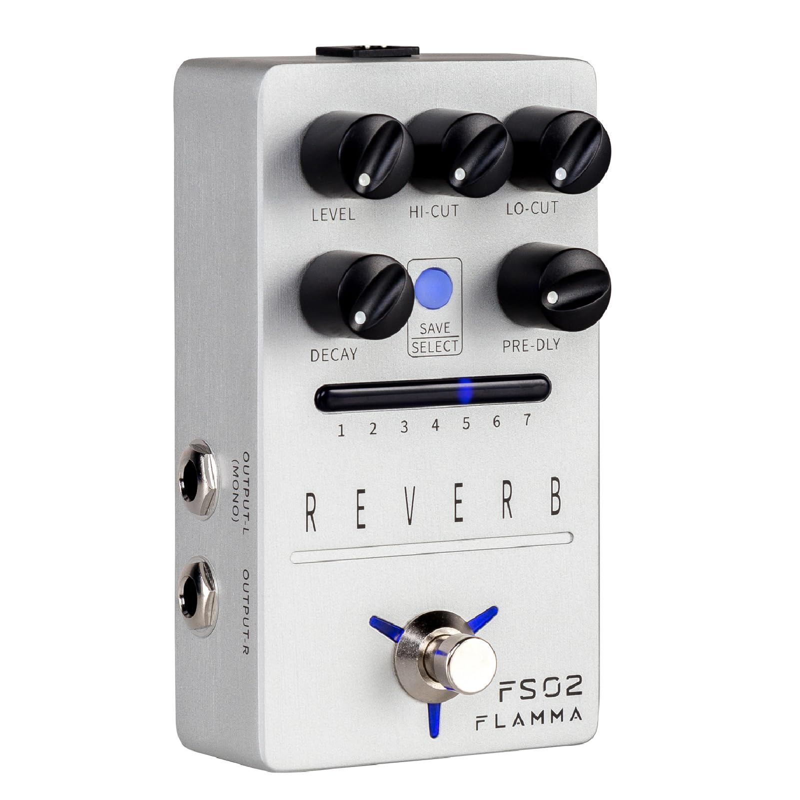 FLAMMA FS02 Reverb Pedal Stereo Guitar Effects with 7 Storable Preset Slots 7 Reverb Effects Room Hall Church Cave Plate Spring Mod True Bypass Trail On
