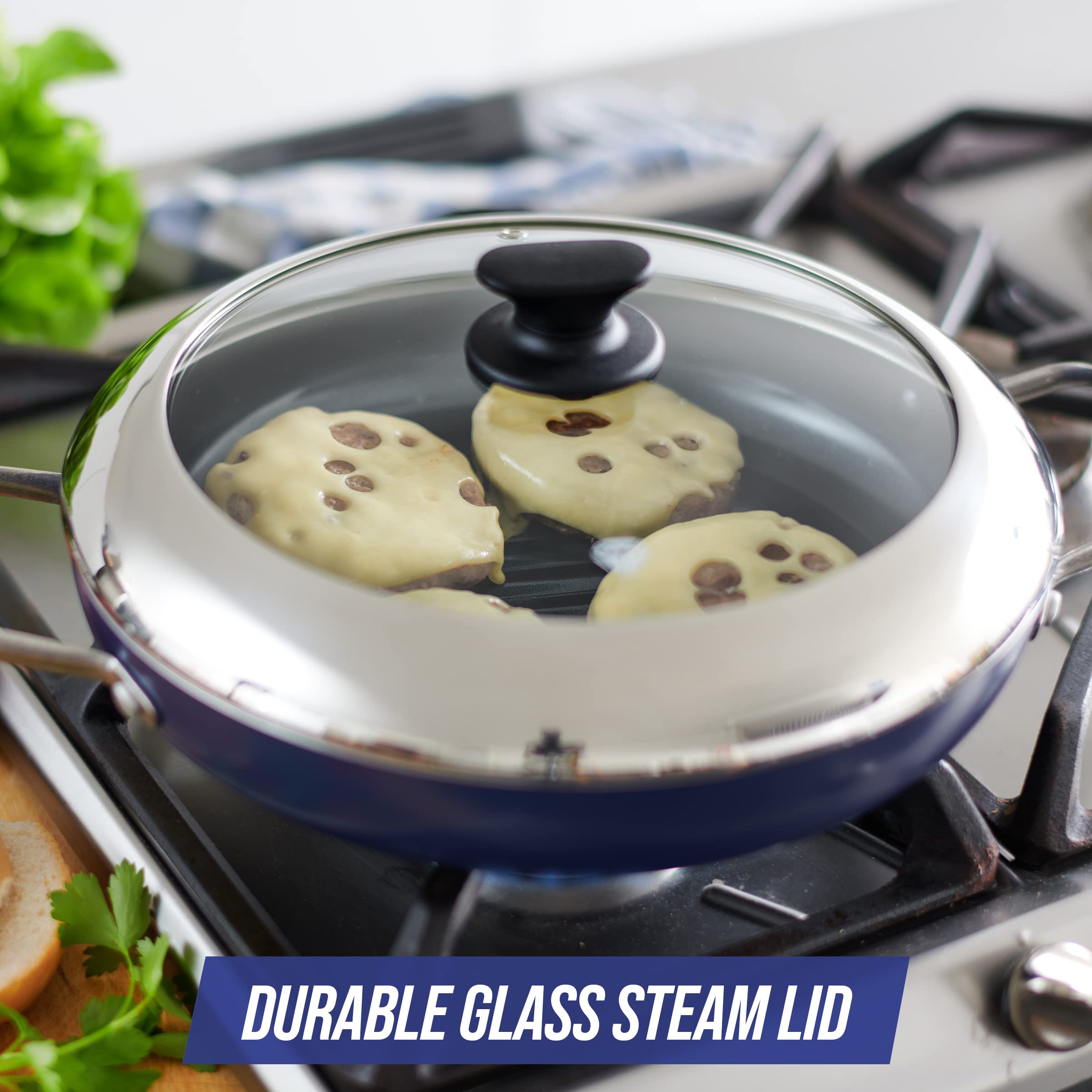 Blue Diamond Cookware Diamond Infused Ceramic Nonstick 11" Grill Genie