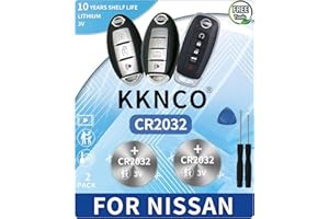 KKNCO Car Key Fob Battery Replacement for Nissan Rogue Altima Sentra Versa Pathfinder Murano Maxima Kicks Titan Frontier Infiniti Armada Leaf Juke Quest Remote (Check Fitment Guide) 2 Packs Batteries