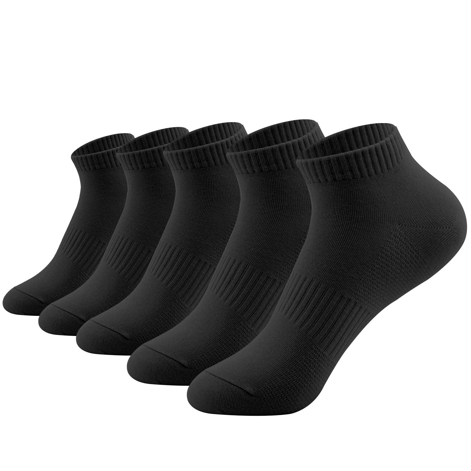 YMWALK Women Socks Comfortable Cotton Casual Socks Low Cut Ankle Socks Breathable Liner Short Crew Socks for Running Walking Fitness Outdoor Sports-Black