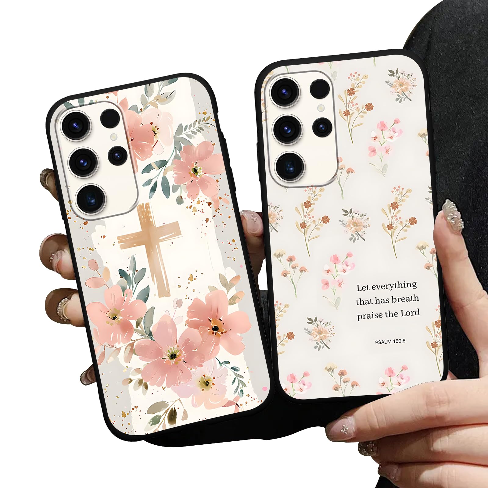 Zrutru 2 Pack Jesus Bible Verse Phone Cases for Samsung Galaxy S23 Ultra 5G Case Floral Christian Cross Soft Shockproof Protective for Women Man Phone Cover Funda for Samsung S23 Ultra 6.8 Inch
