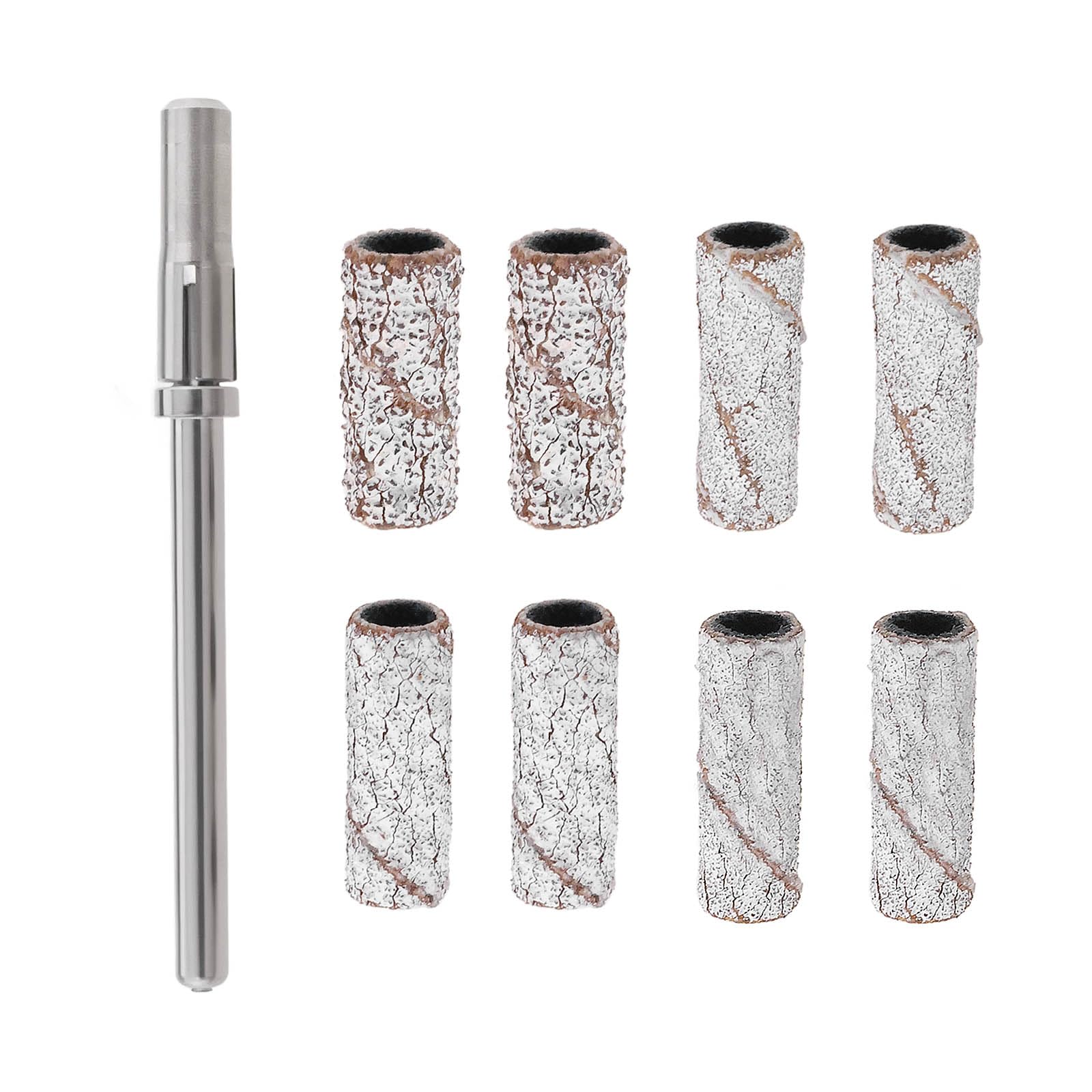 eMagTech 60PCS Small Sanding Bands with 3.1mm Mandrel Nail Drill Bit for Nails Polish Acrylic Nails Gel Manicures and Pedicure 80/120/180/240Grit Grey