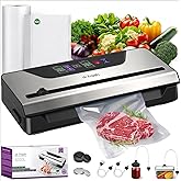 90Kpa Vacuum Sealer for Food, 10-in-1 Food Vacuum Saver Sealer Machine V30 with Mason Jar Kit, Built-in Cutter, Digital Timer, Dry&Moist Modes, Include Bags&Hoses, Gifts for Mom Wife Grandparents Chef