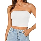 LYANER Women's Strapless Rib Knit Sleeveless Bandeau Corset Clue Crop Tube Top