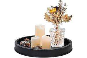 COZYYROME Black Decorative Tray for Coffee Table Centerpieces,Black Round Decorative Serving Tray,Wood Tray Decor Modern Farmhouse Home Decorations Round Coffee Table Tray Farmhouse Kitchen Countertop
