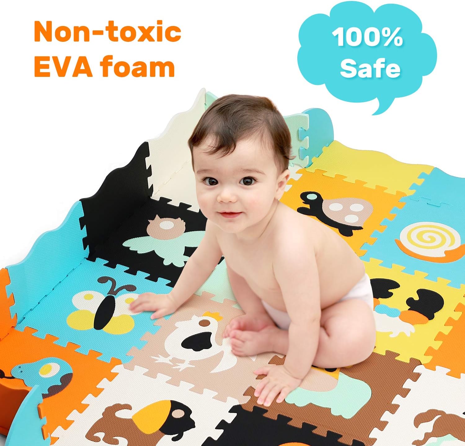 Baby Play Mat Floor Mat Foam Puzzle Playmat Interlocking Floor Tiles Crawling Mat for Kids, Toddlers and Infants: Toys & Games
