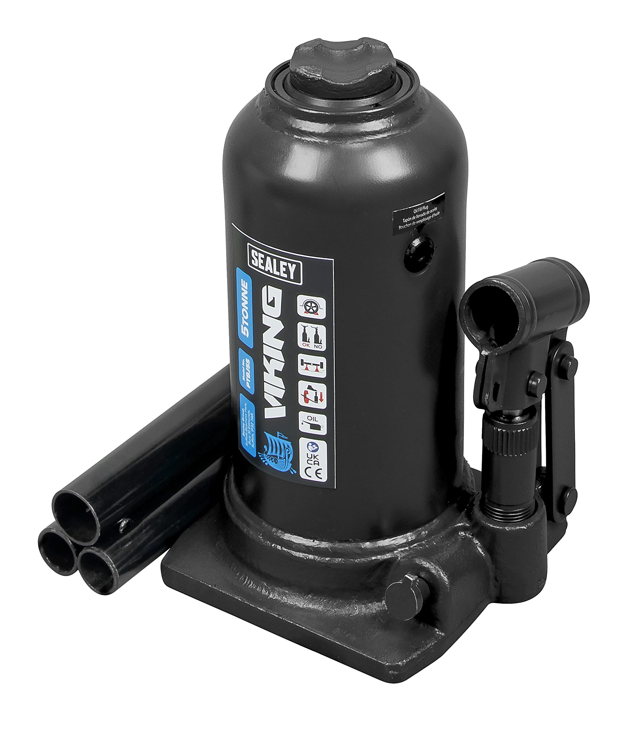 Sealey, 5 Tonne Bottle Jack with Telescopic Ram - PTBJ5S