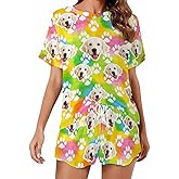 D-Story Custom Short Pajama Set with Pet Face Personalized Photo Sleepwear 2 Pieces Pjs Nightwear Xmas Gift for Women