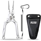 Beyond Fishing Pro Aluminum Series 8 Inch Multifunction Fishing Pliers, Saltwater Resistant Fishing Gear, Tungsten Carbide Cutters, Corrosion Resistant Teflon Coating with Sheath