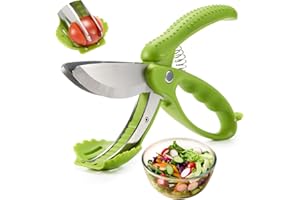 ALEXPHY Salad Scissors, Salad Chopper with Double Blades, Lettuce Chopper, Lettuce Scissors for Chopped Salad, Chopped Salad Chopper Tool for Tossing and Chopping in Salad Bowl (Green)