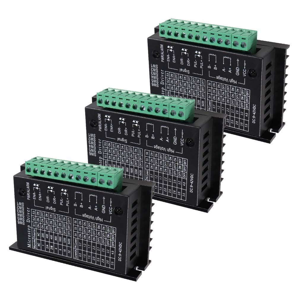 3PCS TB6600 4A 9-42V Stepper Motor Driver CNC Controller, Dealikee Nema 17/23 Stepper Motor Single Axes Two Phase Hybrid Stepper Motor