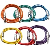 Seismic Audio SATRX-6BGORYP 6 Pack of Multi Color 6' 1/4"TRS to 1/4" TRS Patch Cables