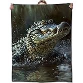 Alligator Blanket for Couch,Bed,Sofa, Soft Cozy Alligator Throw Blanket for All Season Alligator Decor Alligator Gift, Flannel Plush Blanket Lightweight Comfy for Adult Kids 50”×60”