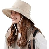 Sun Hats for Women Ponytail UPF 80+ Beach Summer Hat Wide Brim Waterproof Packable Bucket Hat