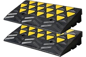 OranLite [2 Pack] 4" inch Rise Height Heavy-duty Rubber Reflective Curb Ramp, Sidewalk Curb Ramps, Driveway Ramp for Curb, Wear-resistant Durable Driveway Curb Ramp for Trucks, Vehicles, Cars