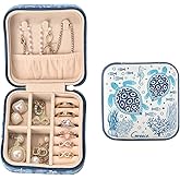 shunmei Mini Travel Jewelry Box,PU Leather Portable Jewelry Organizer Case,Art Accessories Storage Holder Boxes for Earring, Necklace, Rings, Bracelets (Turtle)