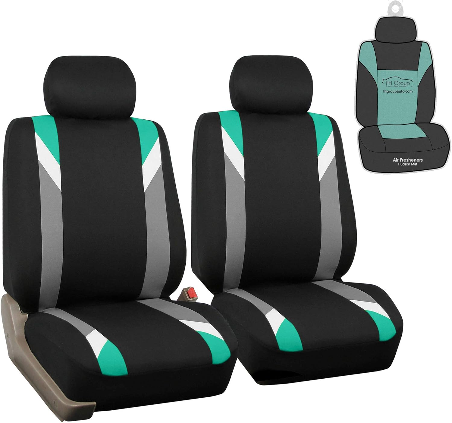 FH Group FB033102 Premium Modernistic Pair Set Seat Covers Mint/Black with Gift - Fit Most Car, Truck, SUV, or Van