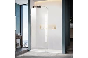 ELYXIAN 34" W ×74" H Shower Glass Panel, Frameless Fixed Glass Shower Panel with Clamps, 5/16"(8mm) Thick Clear Tempered Glass Shower Door, Bathroom Shower Screen in Polished Chrome Finish