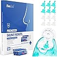 FireAnt 100 Saline Packets and 12 Reusable Saline Pods Refills Set, Compatible with Navage Nasal Care - Includes 100 Count Salt Packets Sinus Rinse + 12 Pack Silicone Salt Pads Refill in White & Blue