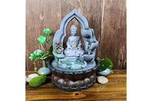 SURPRIZON Buddha Tabletop Waterfall Fountain Fengshui Meditation Relaxing Indoor Decoration, Waterfall Kit with Circular Water Flow for Home, Office, Bedroom Decoration