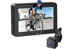 CIUSEIANX Handlebar Bike Mirror, 4.3" HD 1080P Monitor Bicycle Rear View Camera, Night Vision Function, Wide View Angle, Rotatable Bracket Easy Installation Bike Camera for Mountain, E-Bike, Road Bike