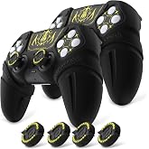 PlayVital 2 Pack Runes Edition Silicone Cover Skin for ps5 Controller with Thumb Grips &amp; Touchpad Skin &amp; D-pad Area Sticker, Anti-slip Controller Grip Case Compatible with ps5 Charging Dock- Black