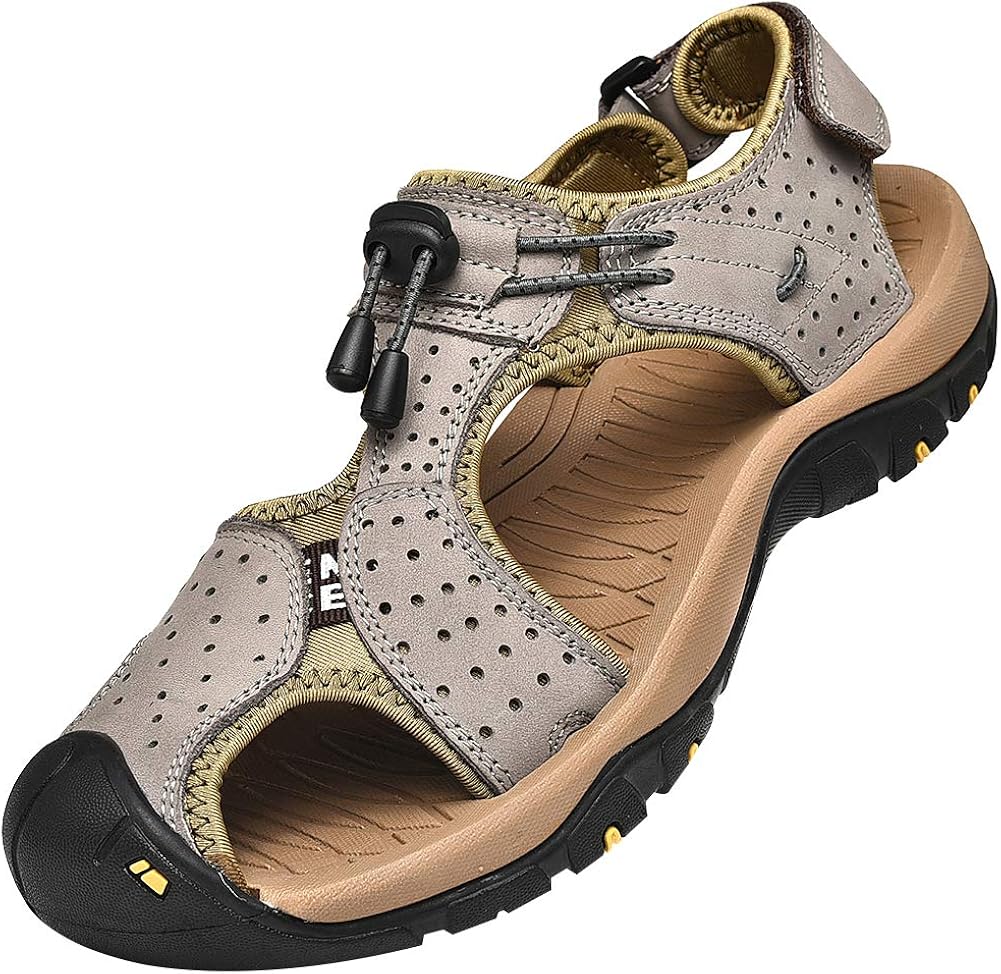 rismart Herren Closed Zu Draussen Sport Trekking Schuhe Leder Sandalen