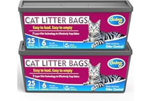 GODYOY Cat Litter Refill Bags Compatible with Genie Easy Roll Litter Bin, 50 Count Bags Long Lasting Cat Bag Cartridge, 7-Layer Odor Control, Leak-Proof & Easy Tear Design