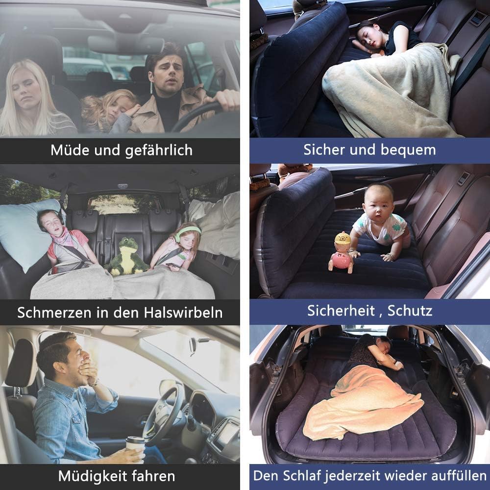 QDH SUV Air Mattress - Thickened Car Bed Back Seat Mattress - Portable Car Mattress for Vehicle Cushion Air Bed Inflatable Mattress Car Bed with Air-Pump - Camping Blow Up Mattress for SUV: Kitchen & Dining