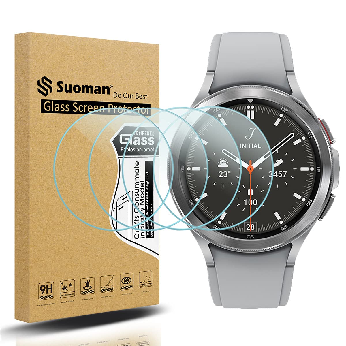 Photo 1 of Suoman 4-Pack for Samsung Galaxy Watch 4 Classic 42mm Screen Protector, [Anti-Scratch] 2.5D 9H Hardness Ultra-Thin Tempered Glass Screen Protective Film ? ?
