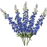IPOPU 40" Delphinium Artificial Flowers 5PCS Faux Delphinium Larkspur Silk Flowers Long Stem Artificial Flowers for Home Wedding Floral Arrangement Centerpiece Decor(Royal Blue)