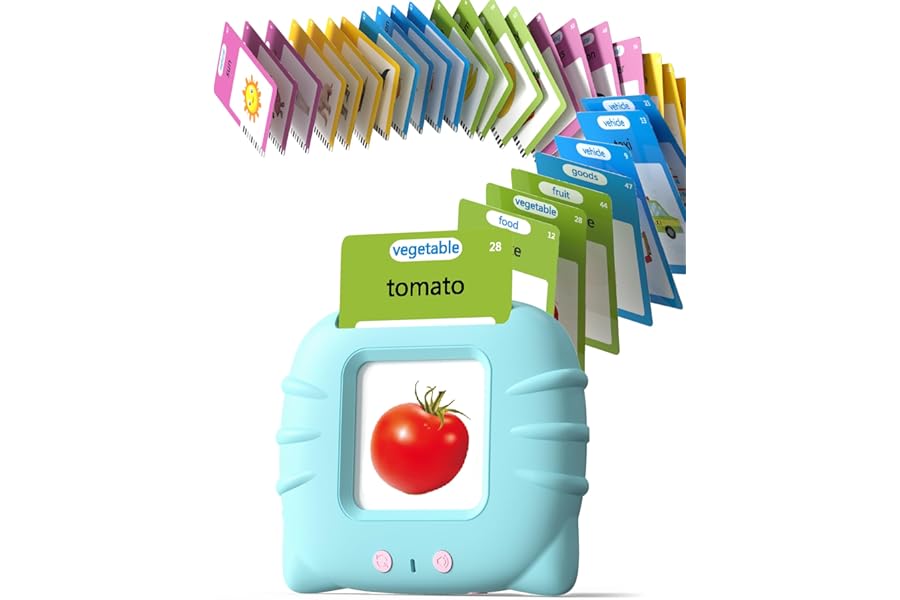 Airbition Talking Flash Cards for Toddlers 1 2 3 4 Year Olds, Montessori Language Learning Toys with 224 Words, Pocket Speech Therapy Toys, and Speech Development Educational Playthings for Children