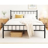 zizin King Metal Bed Frame with Headboard and Footboard Steel Slat Support | King Size Platform Bedframe Mattress Foundation, No Boxing Spring Needed, Under Bed Storage Easy Assembly, Black